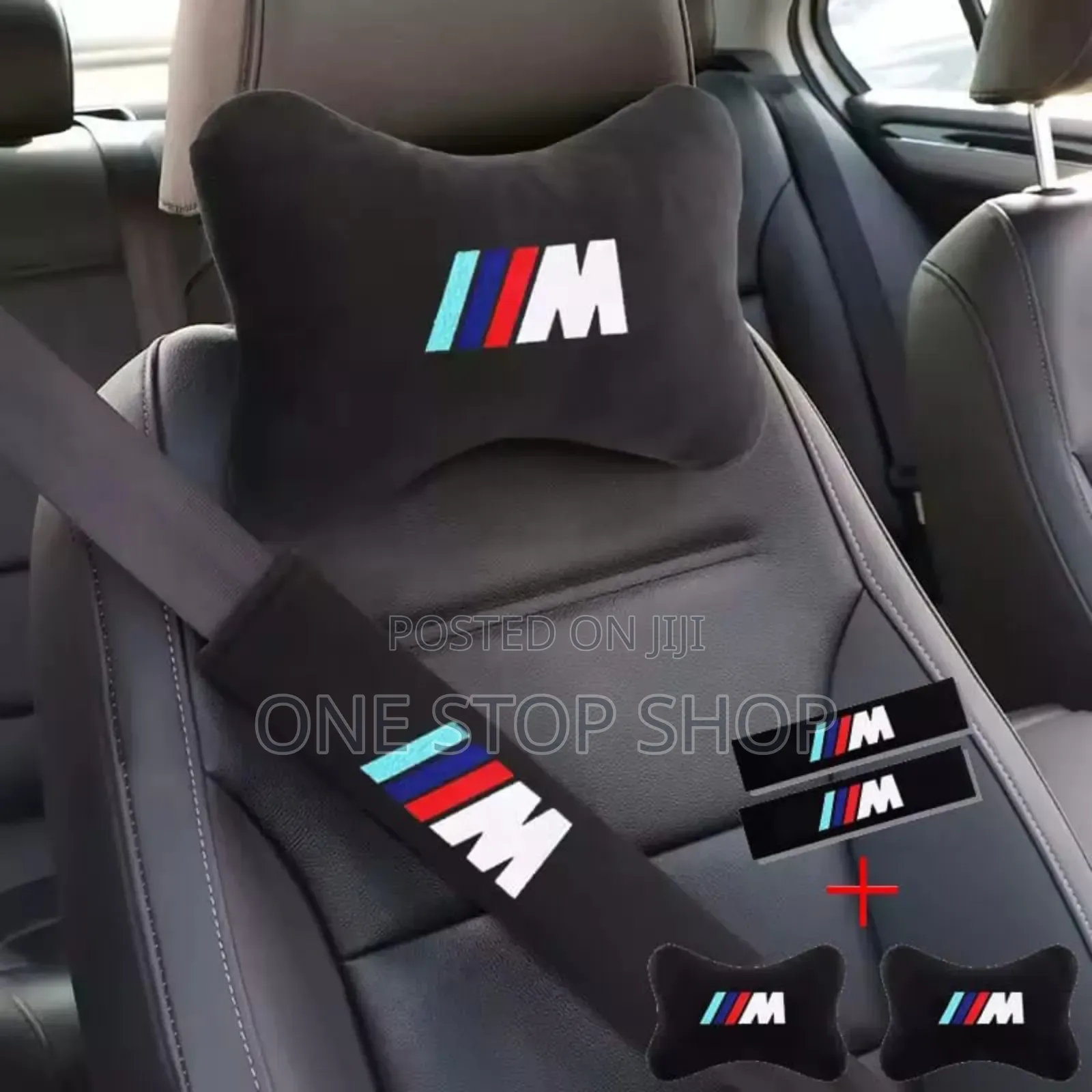 2pcs BMW Branded Neck Pillow With 2 Safety Belt Pad