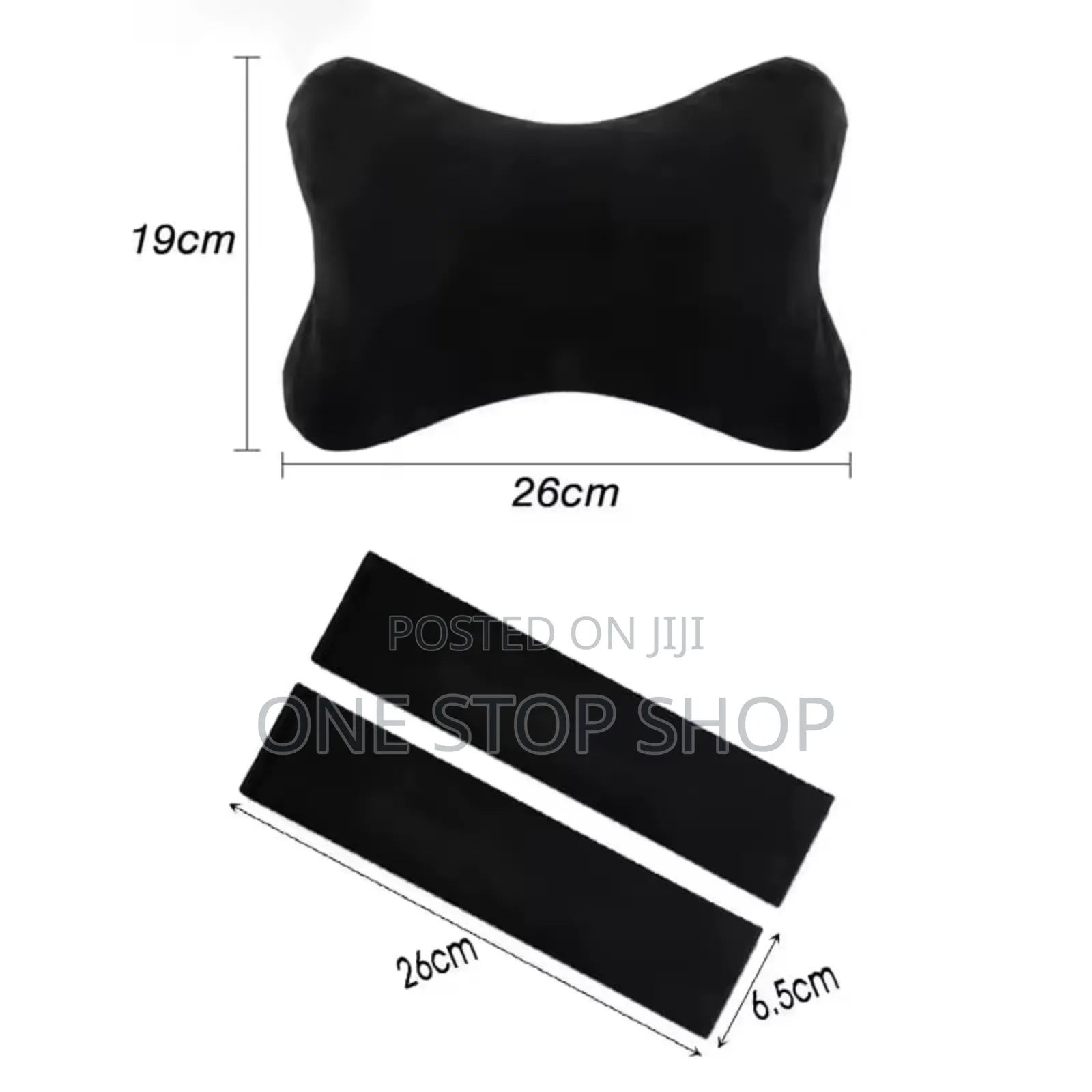 2pcs Universal Black Neck Pillows+2pc Black Safety Belt Pad