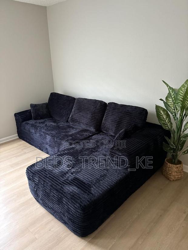 Black 6 Seater Corner Sofa