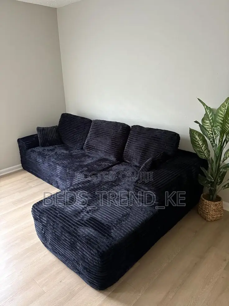 Black 6 Seater Corner Sofa
