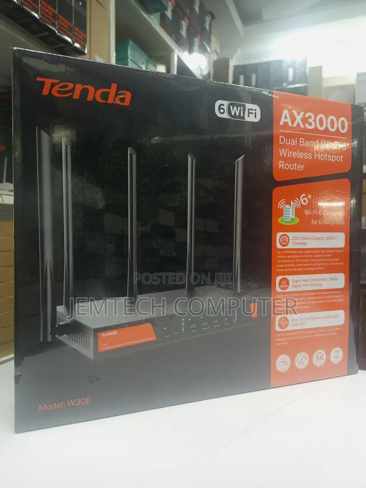 Tenda W30e Ax3000 Dual Band Wifi-6 Wireless Hotspot Router