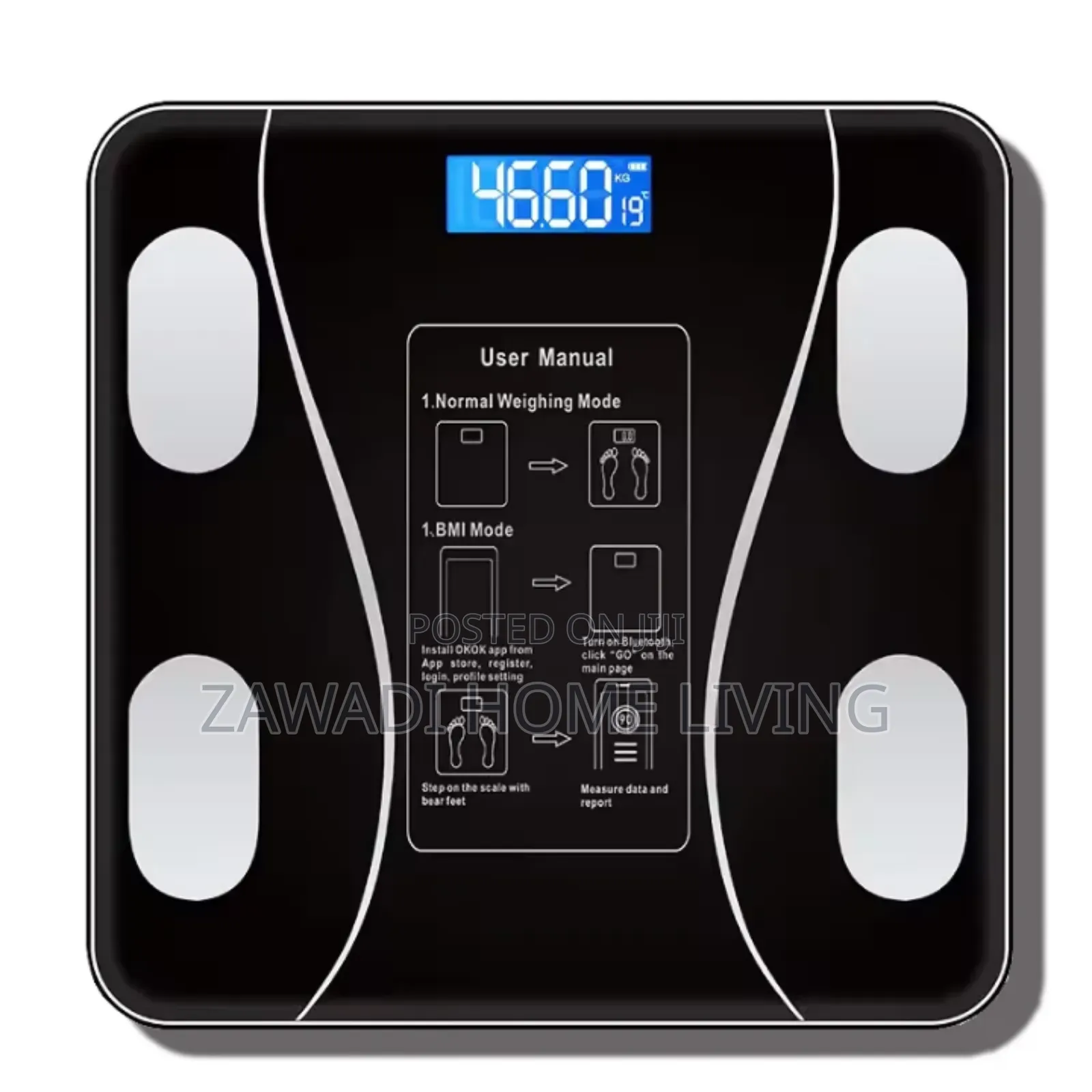 Rechargeable Bluetooth Bmi Weighing Scale With Tape Measure