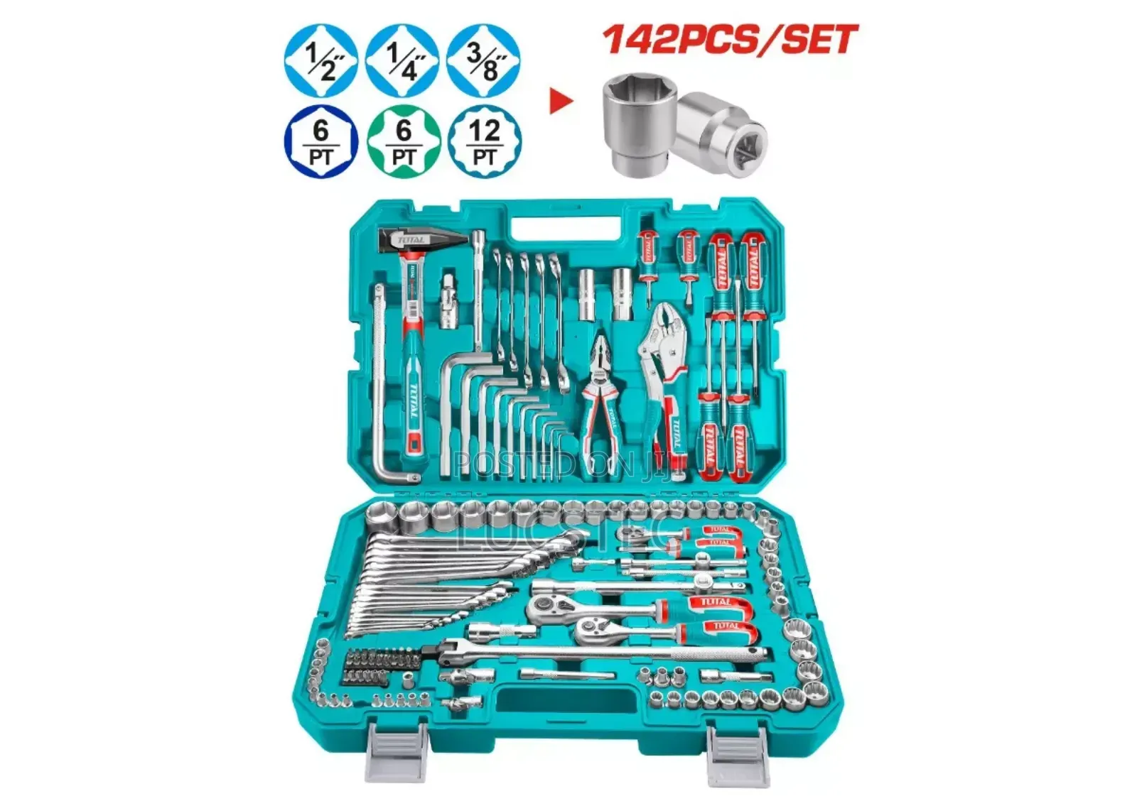 Total 142-piece Combination Tools Set