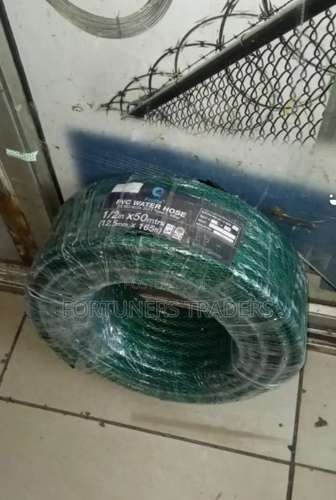 1/2 by 50 Green Braided Water Hosepipe