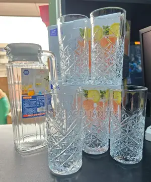 1ltr Glass Jug Plus 6pcs Highball Glasses