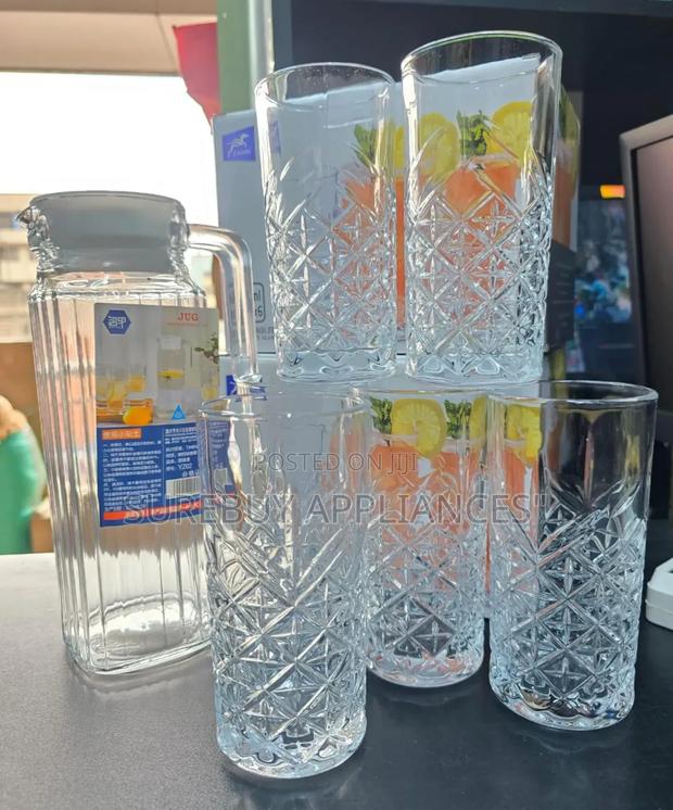1ltr Glass Jug Plus 6pcs Highball Glasses - main view