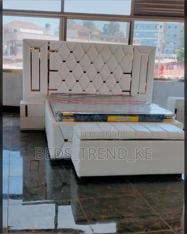 Executive Extended Modern Bed 6 by 6 +Ottoman+Side Drawers