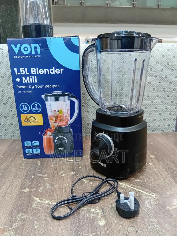 Von 500 W Blender With Grinder Attachment – 1.5 L