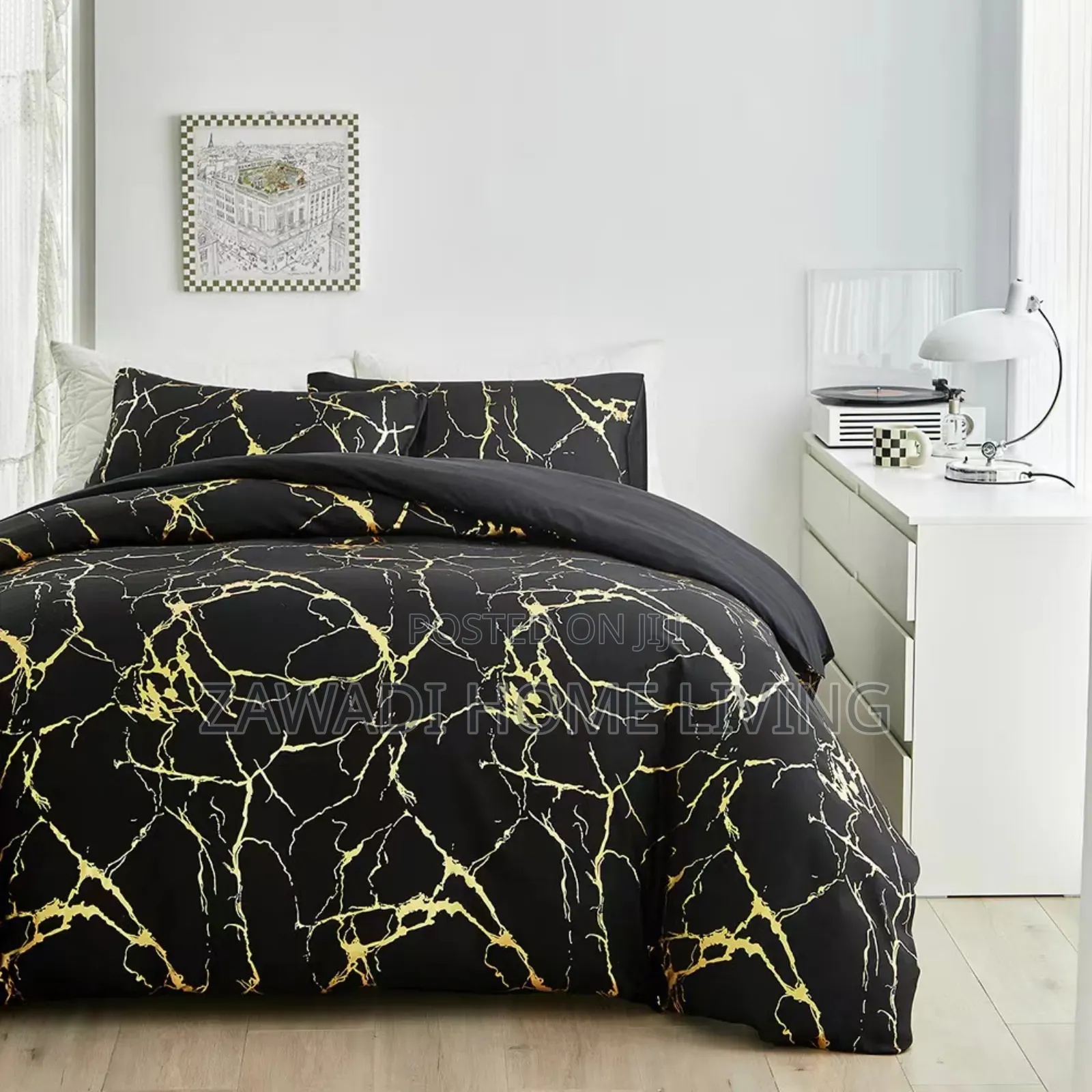Marble Printed 3 Piece Luxury Microfiber Duvet Cover Set