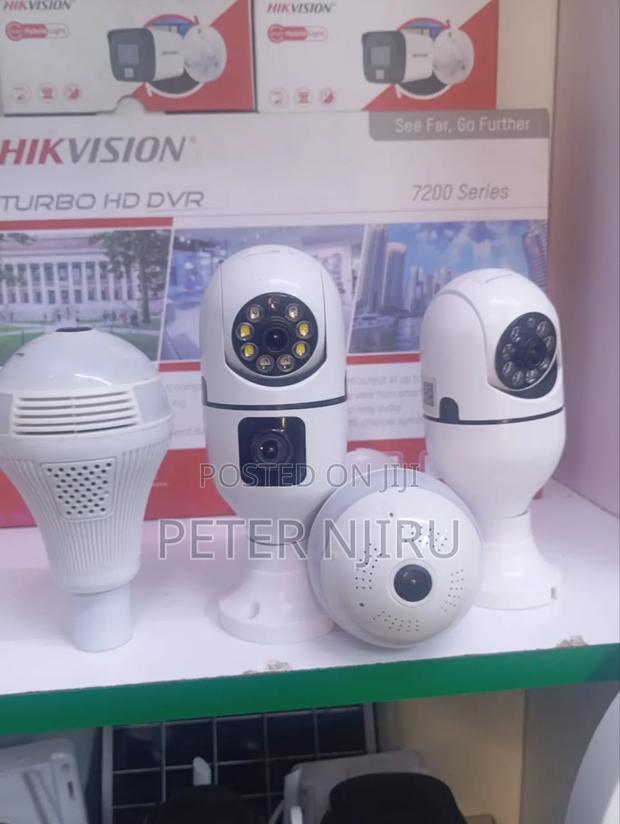 V380 Pro Dual Lens Nanny Camera Bulb Camera 180 Degree
