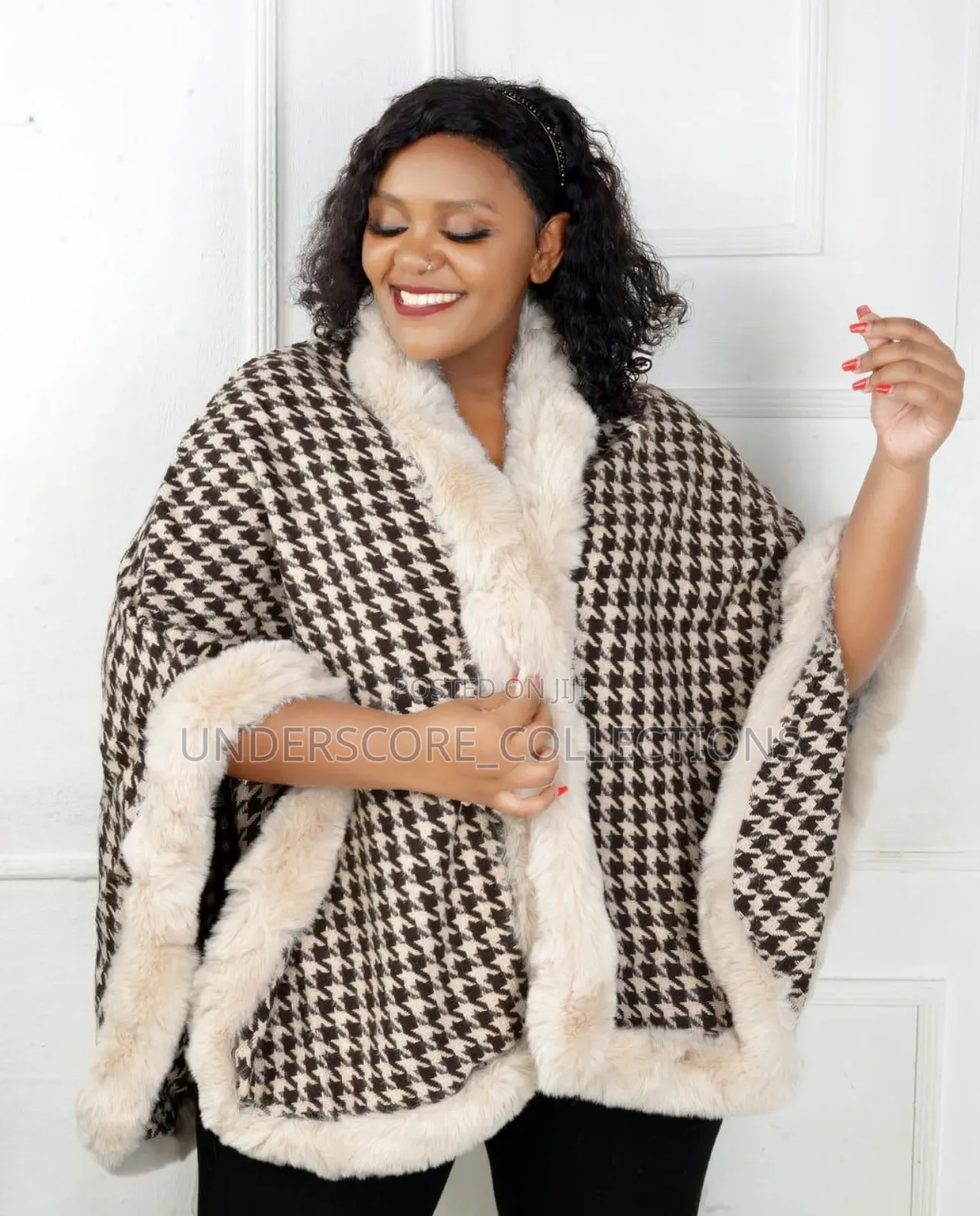Checked Design Poncho for Ladies
