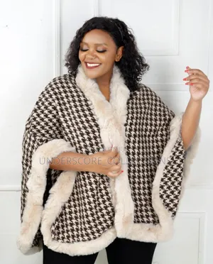 Checked Design Poncho for Ladies