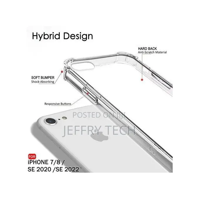 Transparent Hard Back Pc+Tpu Cover Case for iPhone Se 2022