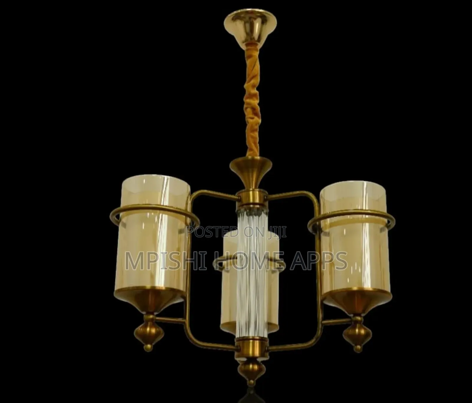 3 Lamps Oxide Color Chandelier With Double Glass Shade