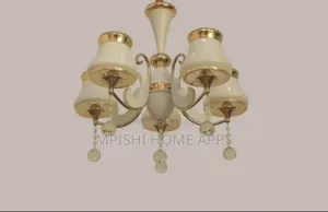 5 Arm Modern Ceramic Chandelier With Glass Shades