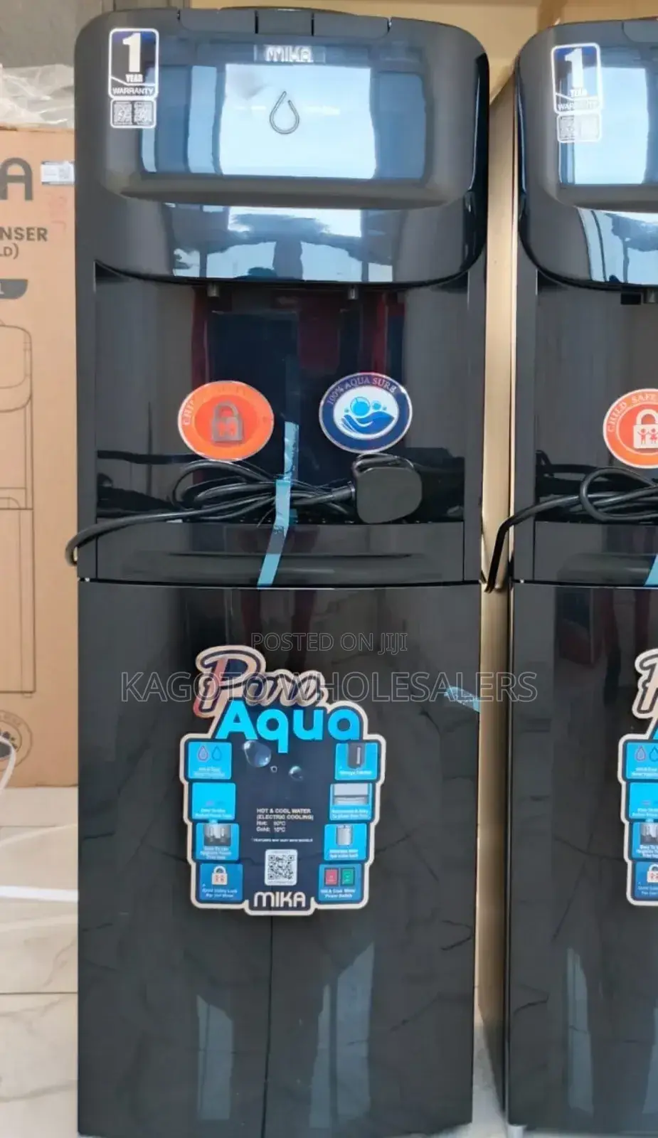 Black Mika Free Standing Hot and Cold Water Dispenser VHN/2