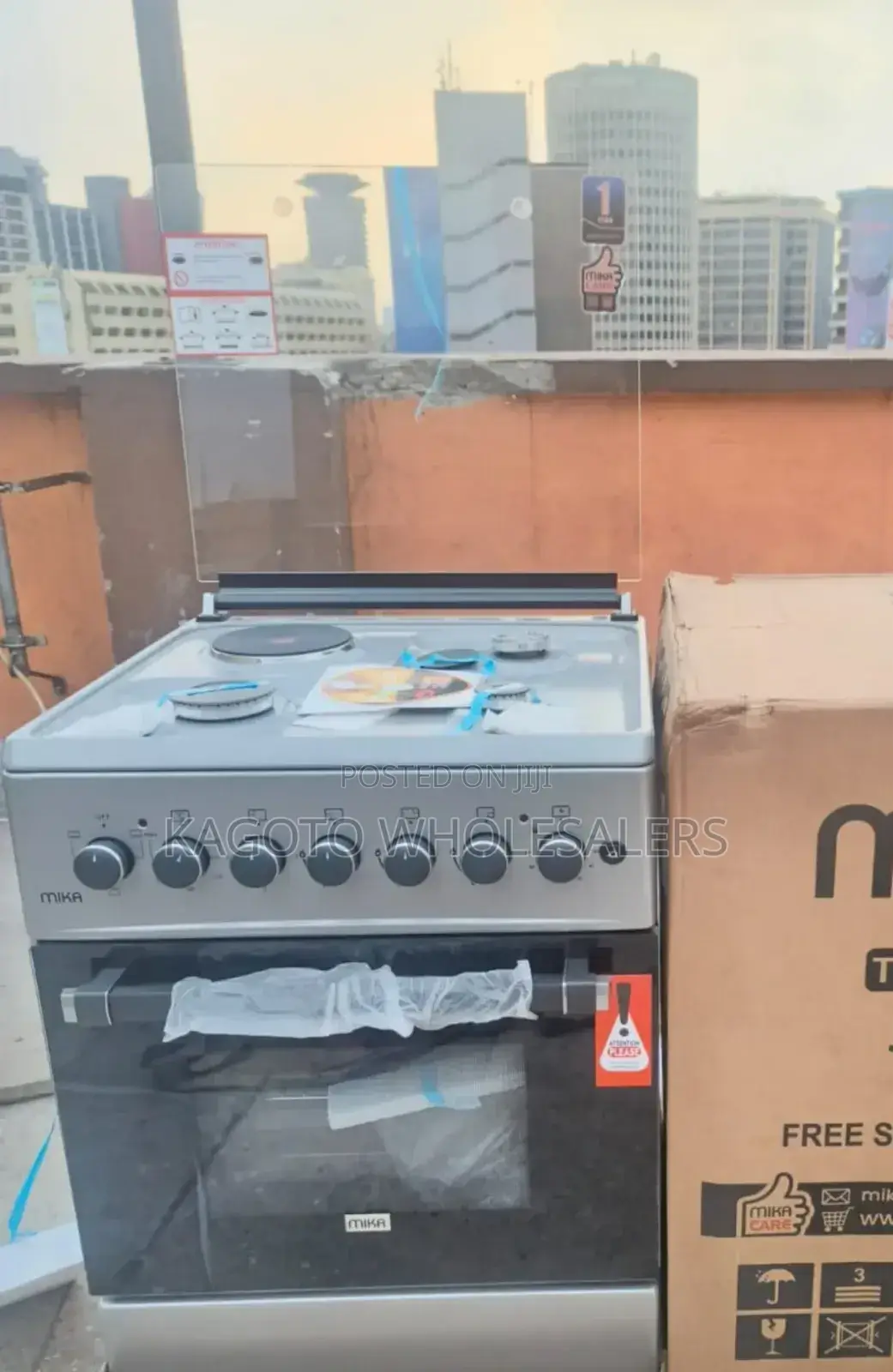 Silver Mika Standing Cooker 58* 58 3g + 1hotplate + Oven M3g