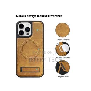 iPhone 13 Pro Case With Stand, Luxury Business Genui Leather - thumbnail 2