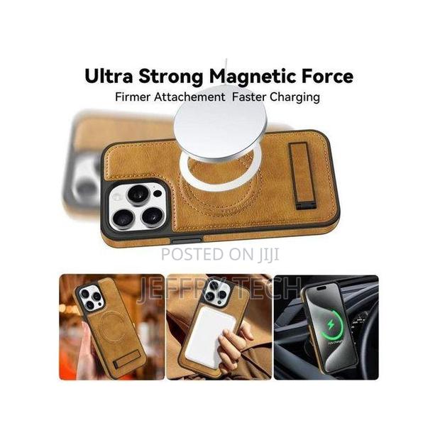 iPhone 13 Pro Case With Stand, Luxury Business Genui Leather - thumbnail 3