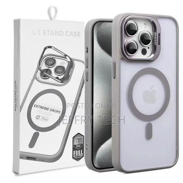 Grey Magnetic Case for iPhone 15 Pro – Shockproof, Camera - main view