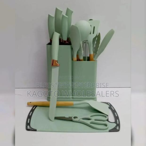 Colour Green- 19pcs Silicon Spoon