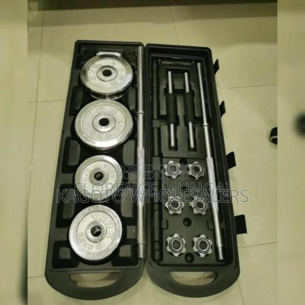 Silver - 50kgs Dumbells Set. Brand New - main view