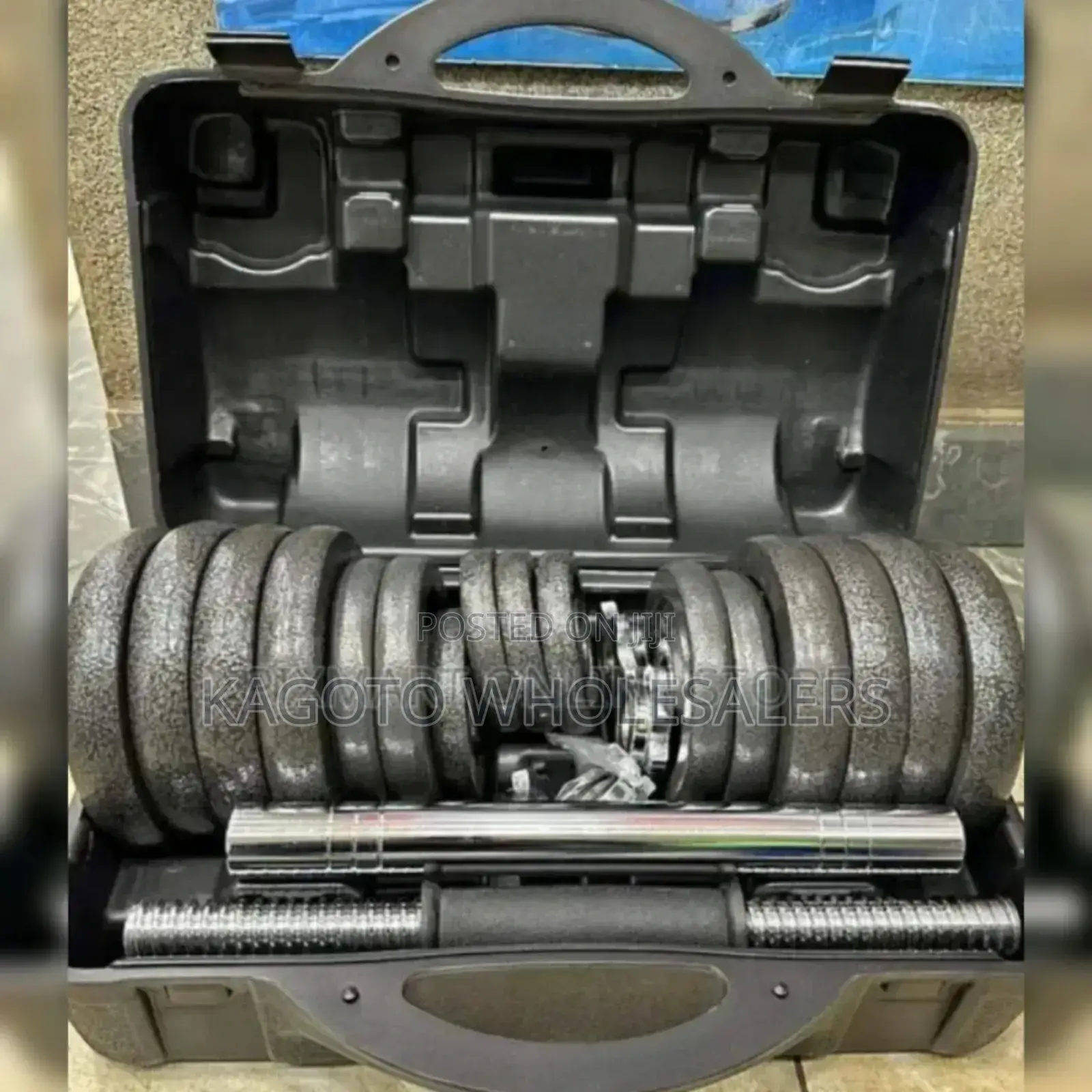 Cased. With Case. Chrome 30kgs Dumbells