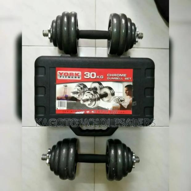 Chromse Set Dumbells. - 30kgs Dumbells - main view