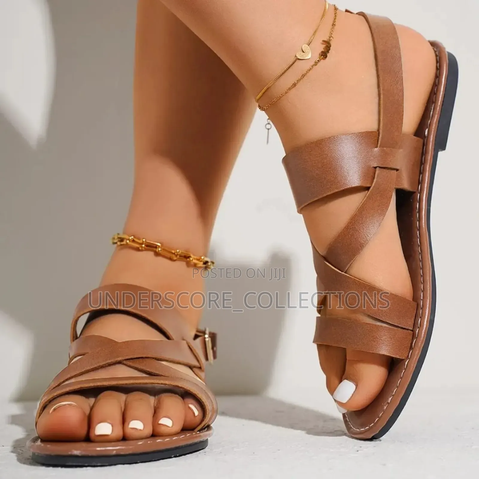 Flat Pure Leather Sandals for Ladies