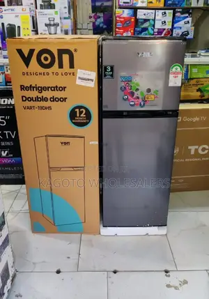 Von 136litres Double Door Grey Refrigerator Vn-Dd/136