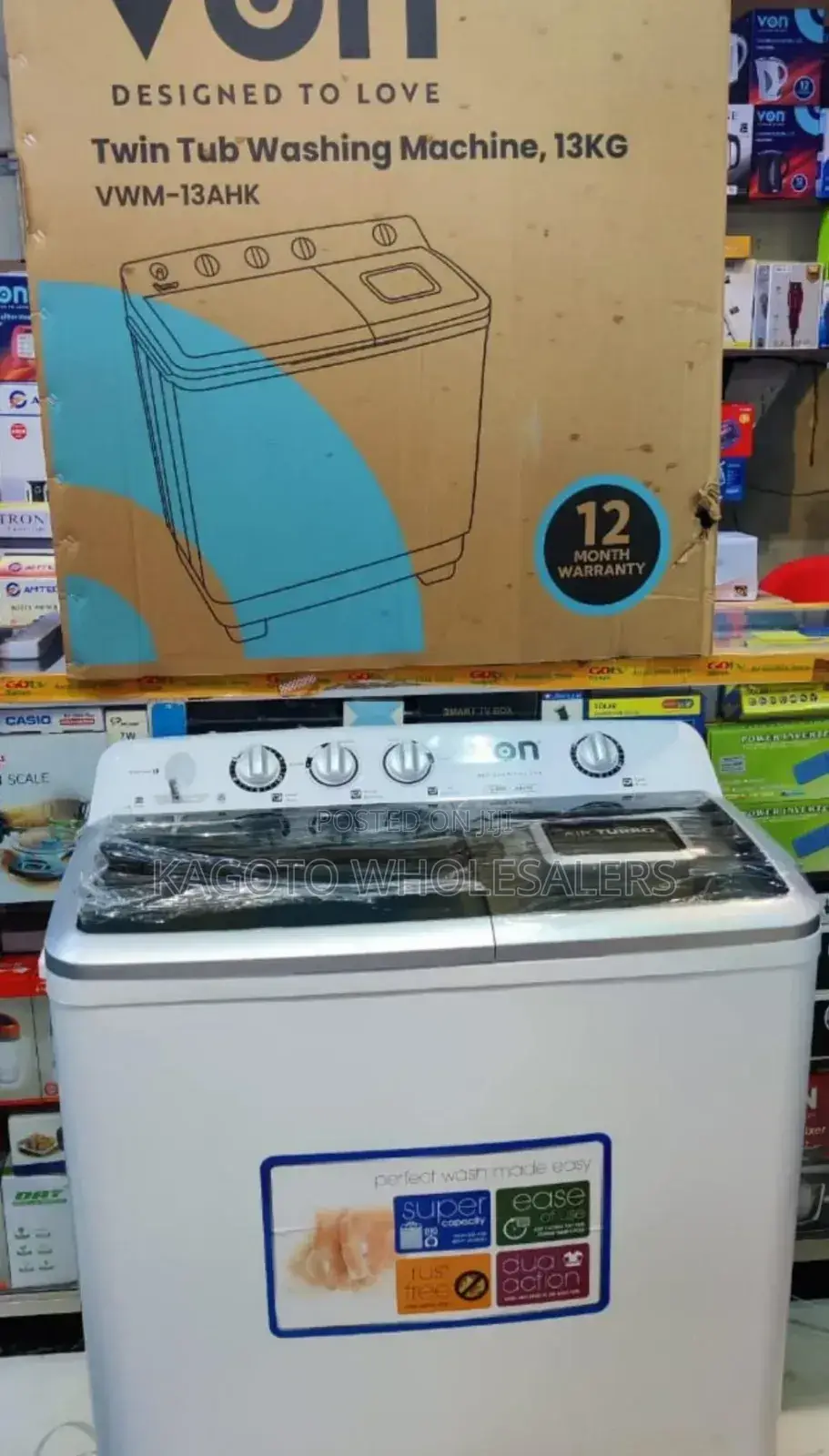 Von 13kg Washing Machine *Twin Tub Semi Auto V13*k/Wm