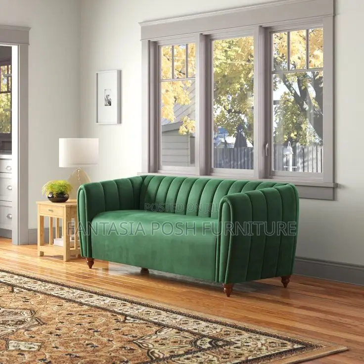 3-Seater Green Fabric Sofa