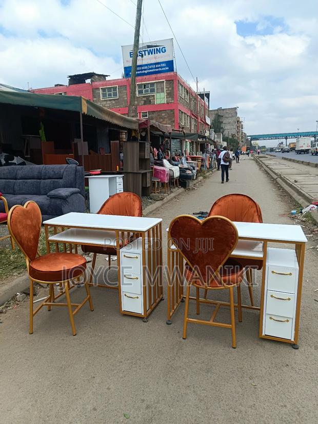 2 Manicure Sets, Burnt Orange Seats, Marble Table  - thumbnail 2