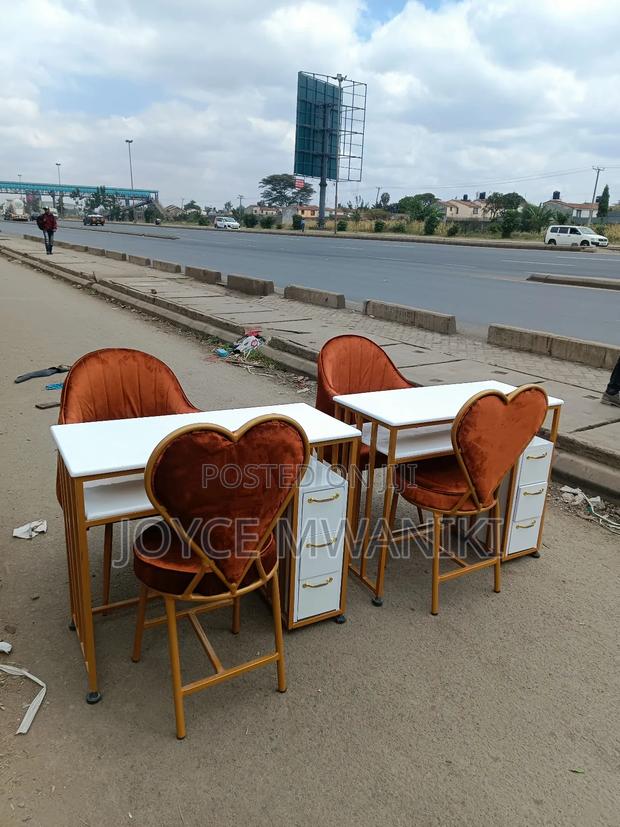 2 Manicure Sets, Burnt Orange Seats, Marble Table  - thumbnail 3