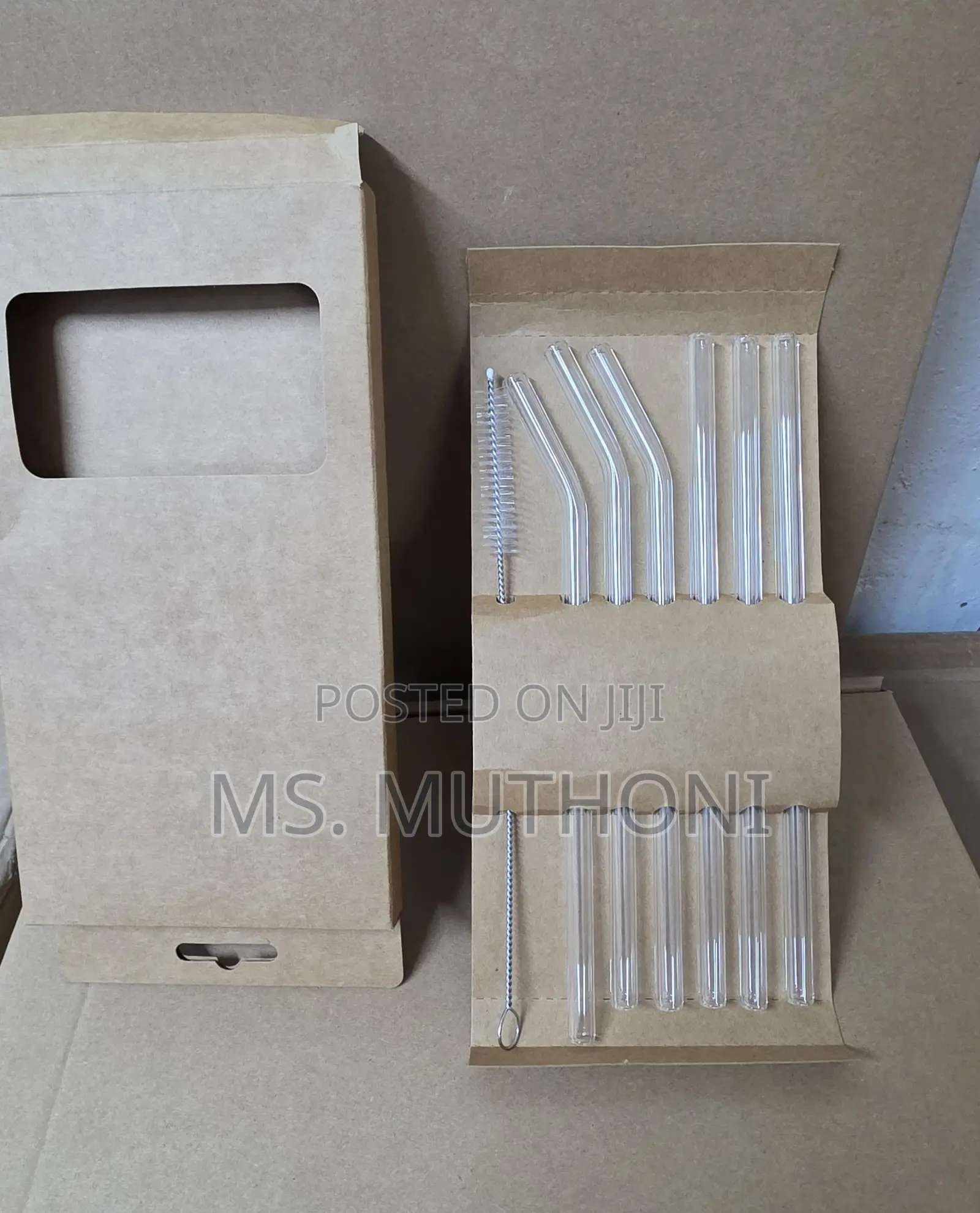 6 PCS Clear Glass Straw Set With 1 Pc Cleaning Brush