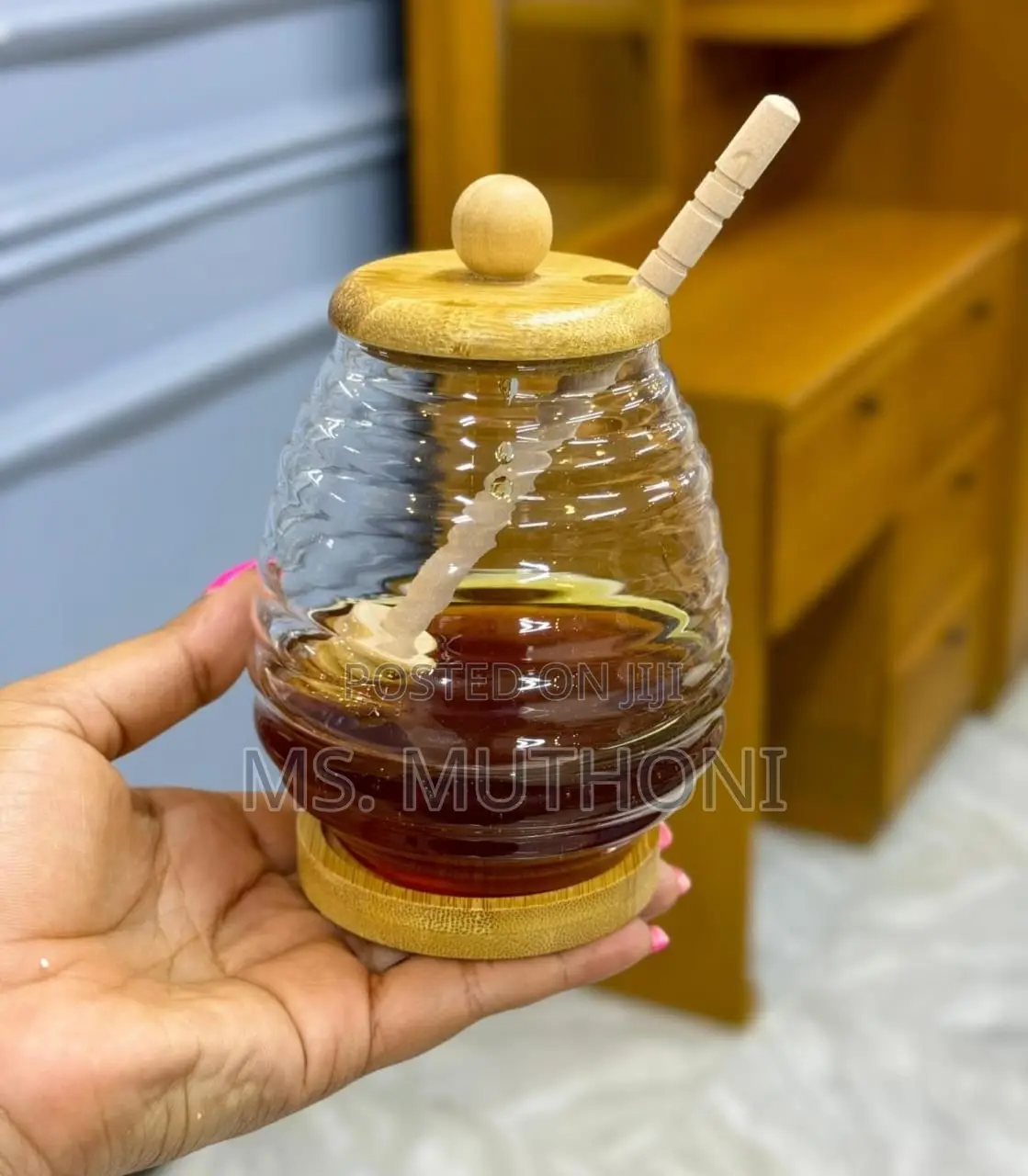 420 Ml Honey Canister Container Lid and Stiring Rod