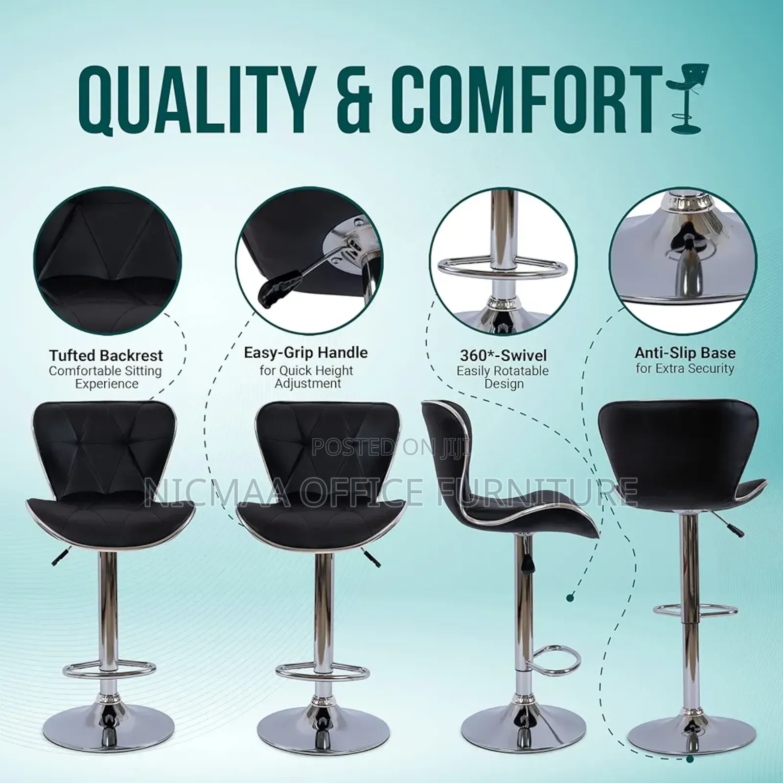 Weseat Nubuck Adjustable Swivel Bar Stools