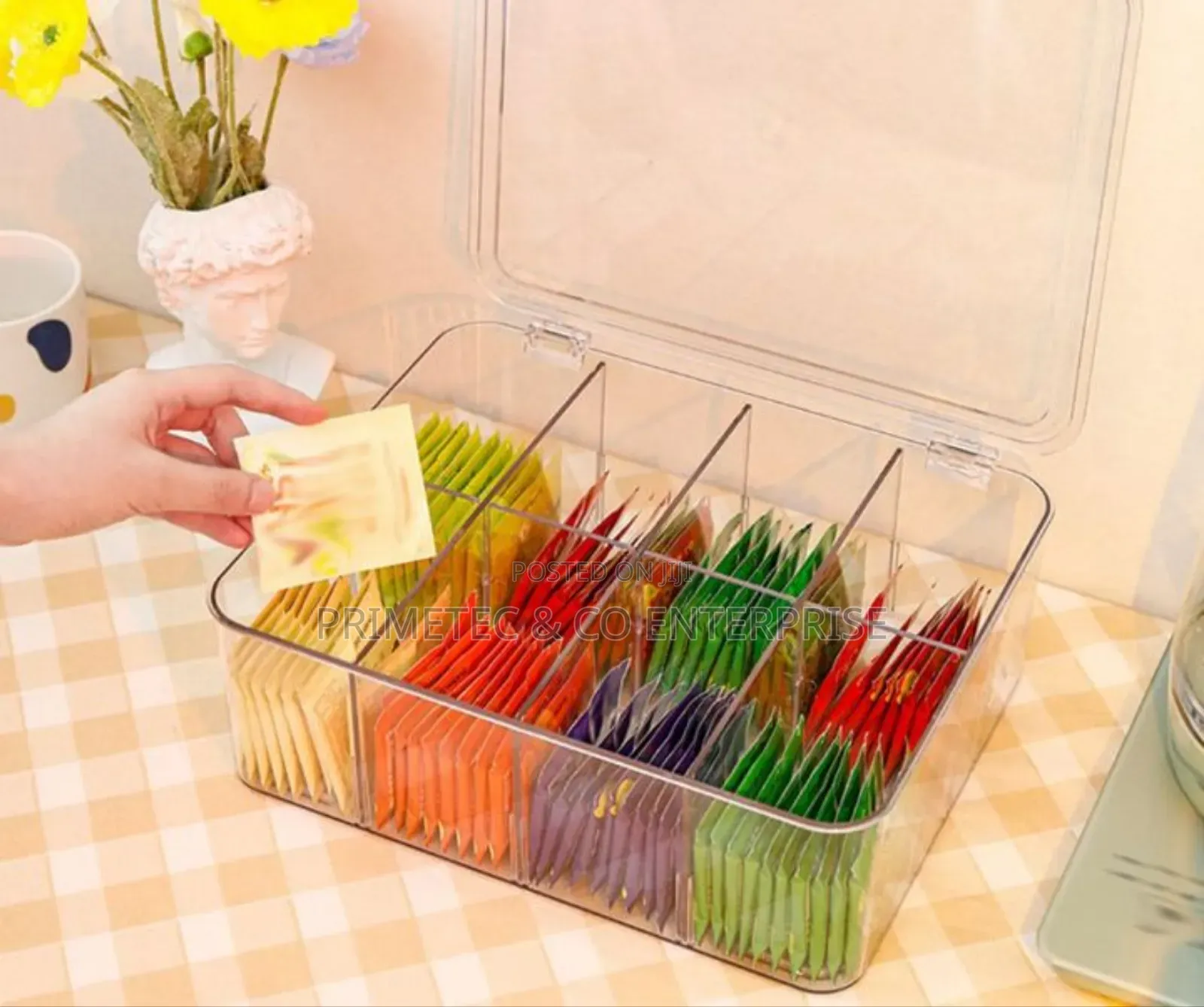 Acrylic Tea Bag Organizer With Lid, Stackable Coffee.