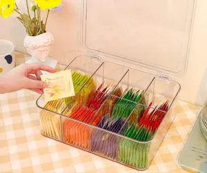 Acrylic Tea Bag Organizer With Lid, Stackable Coffee.