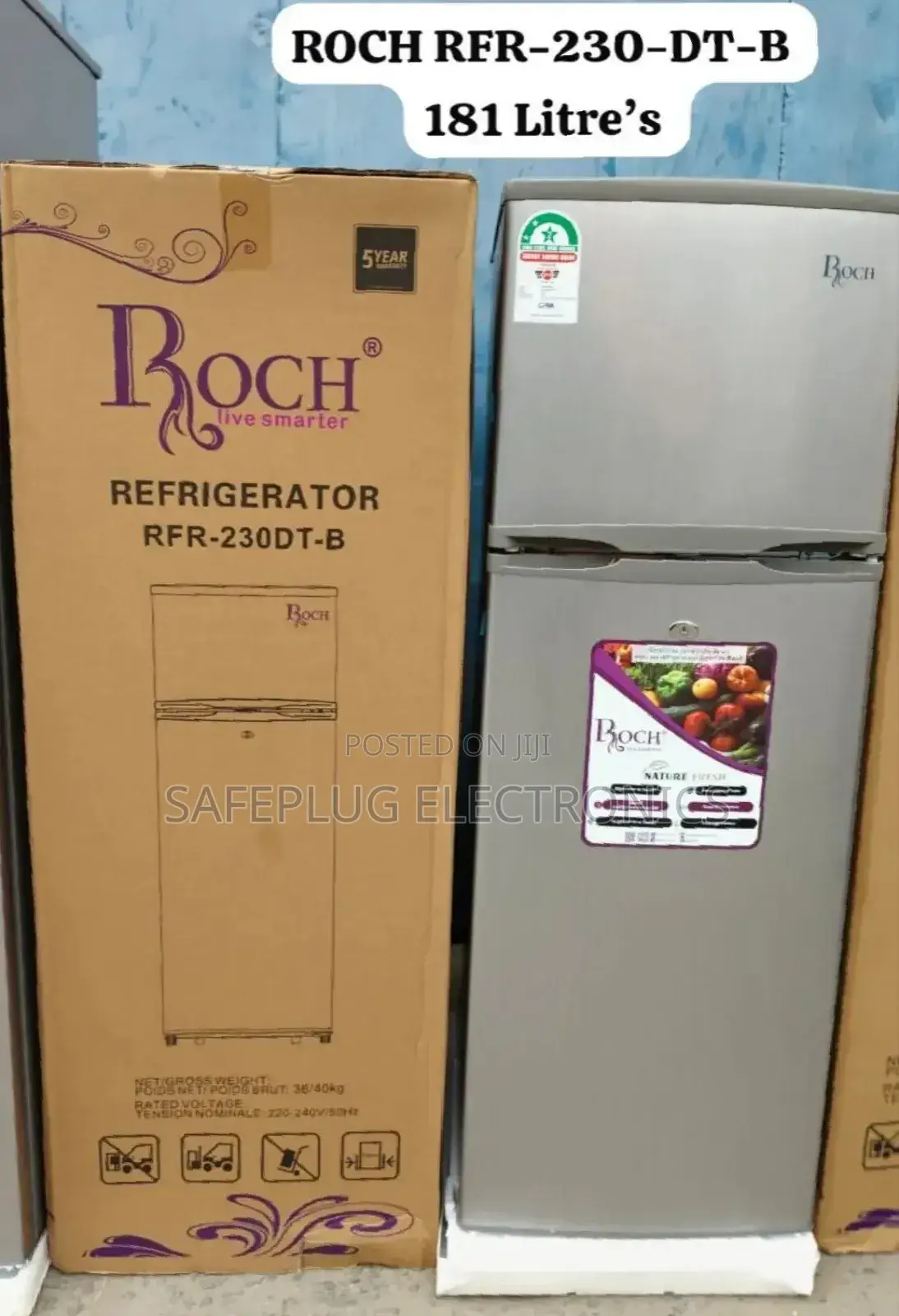 Roch 181litres RFR-230dt-B Double Door Refrigerator (Fridge)