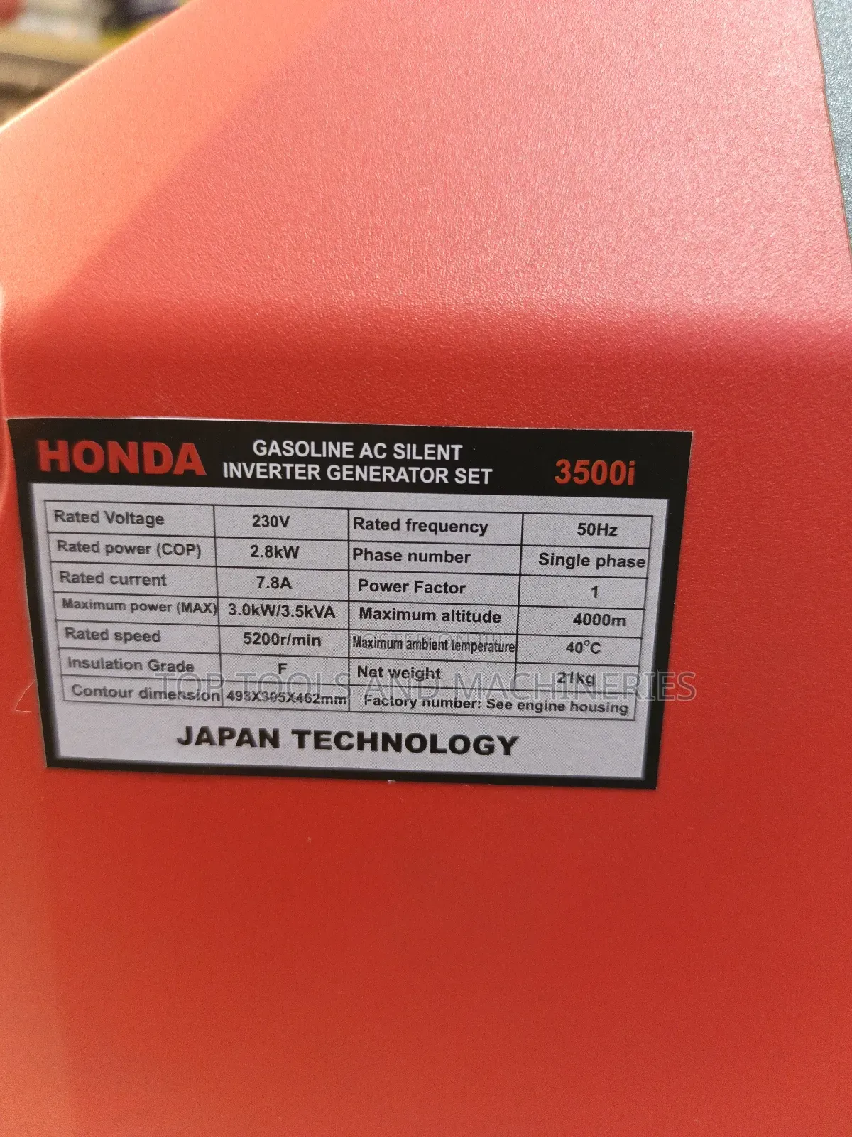 Portable Honda 3.5kva Gasoline Silent Inverter Generator