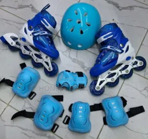 Skate Shoes With Guards and Helmet