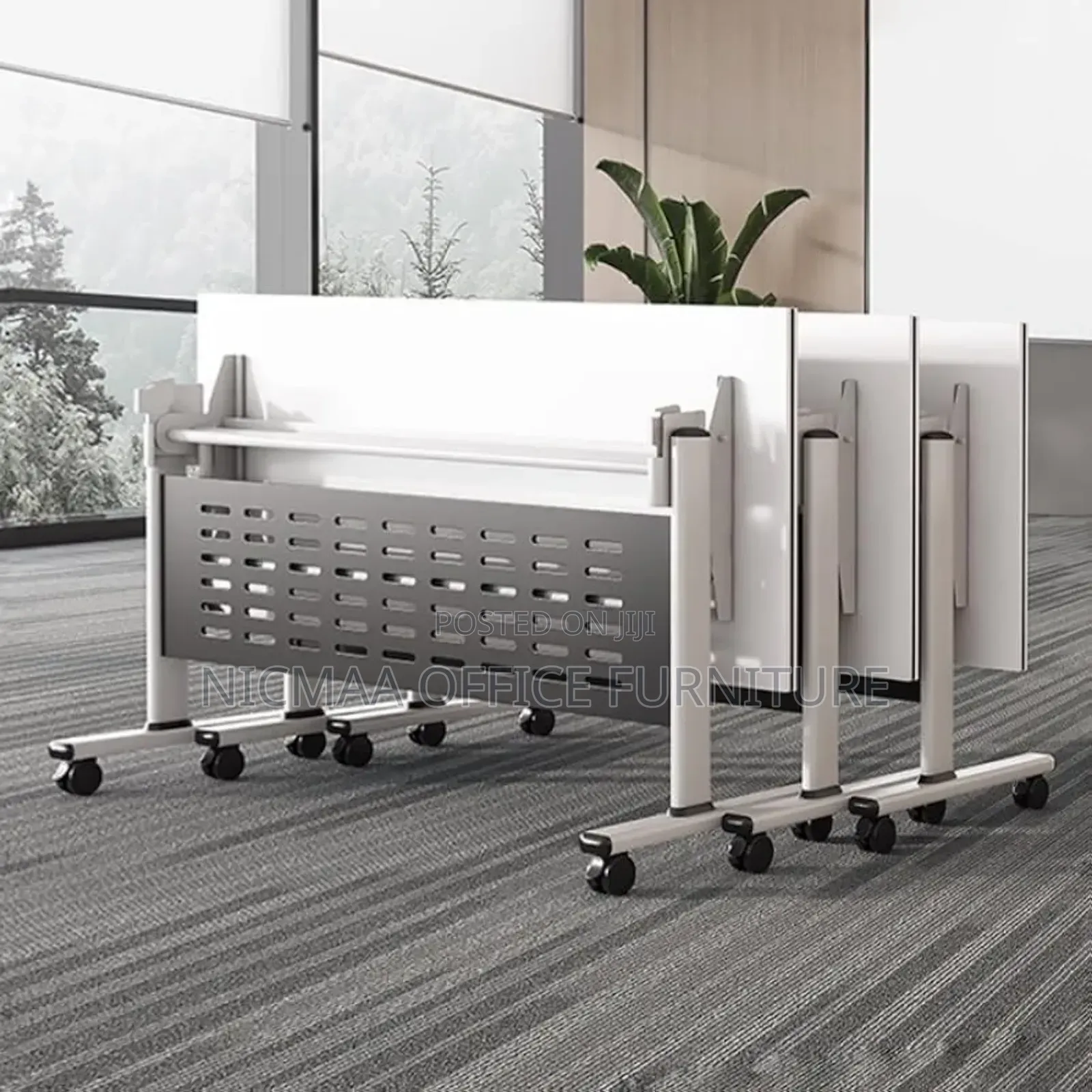 Table: Mobile Foldable Conference Table With Storage Rack