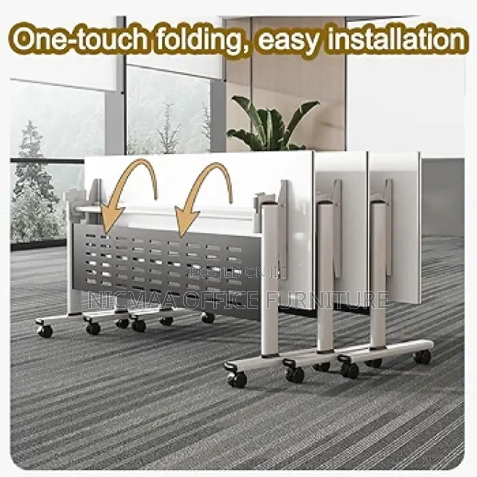 Table: Mobile Foldable Conference Table With Storage Rack