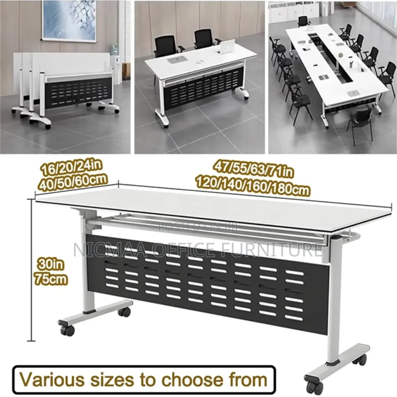 Table: Mobile Foldable Conference Table With Storage Rack