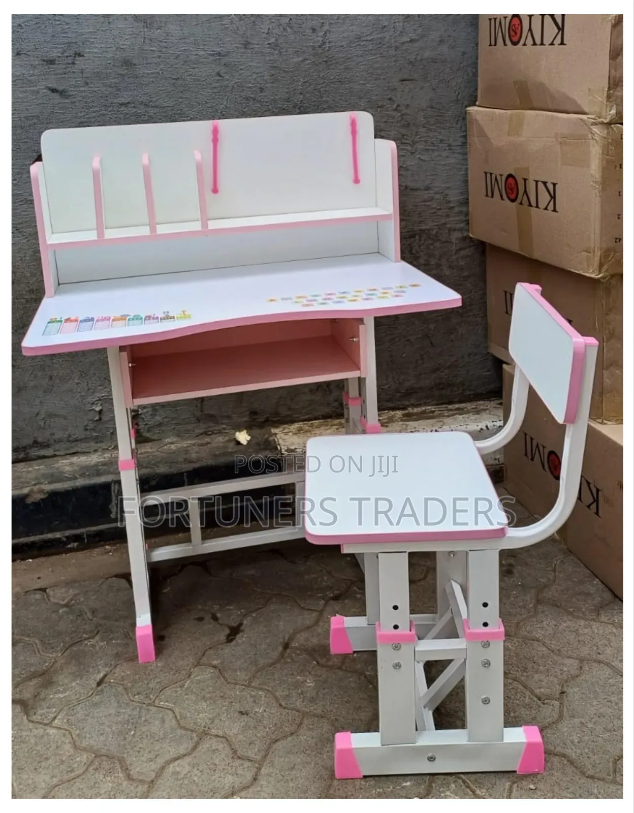 Kids Adjustable Study Table and Chair With Storage