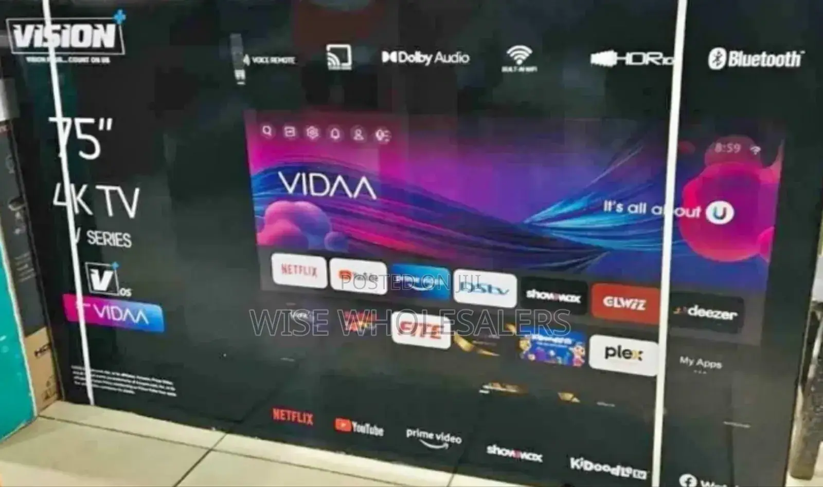 Vision Plus 75′′ Vp8875kv 4k Frameless V+ Os Smart Tv