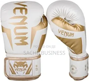 White and Gold Venum Boxing Gloves