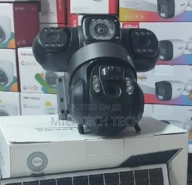 Two Way Audio, V380 4g PTZ Tripple Lens Solar Camera