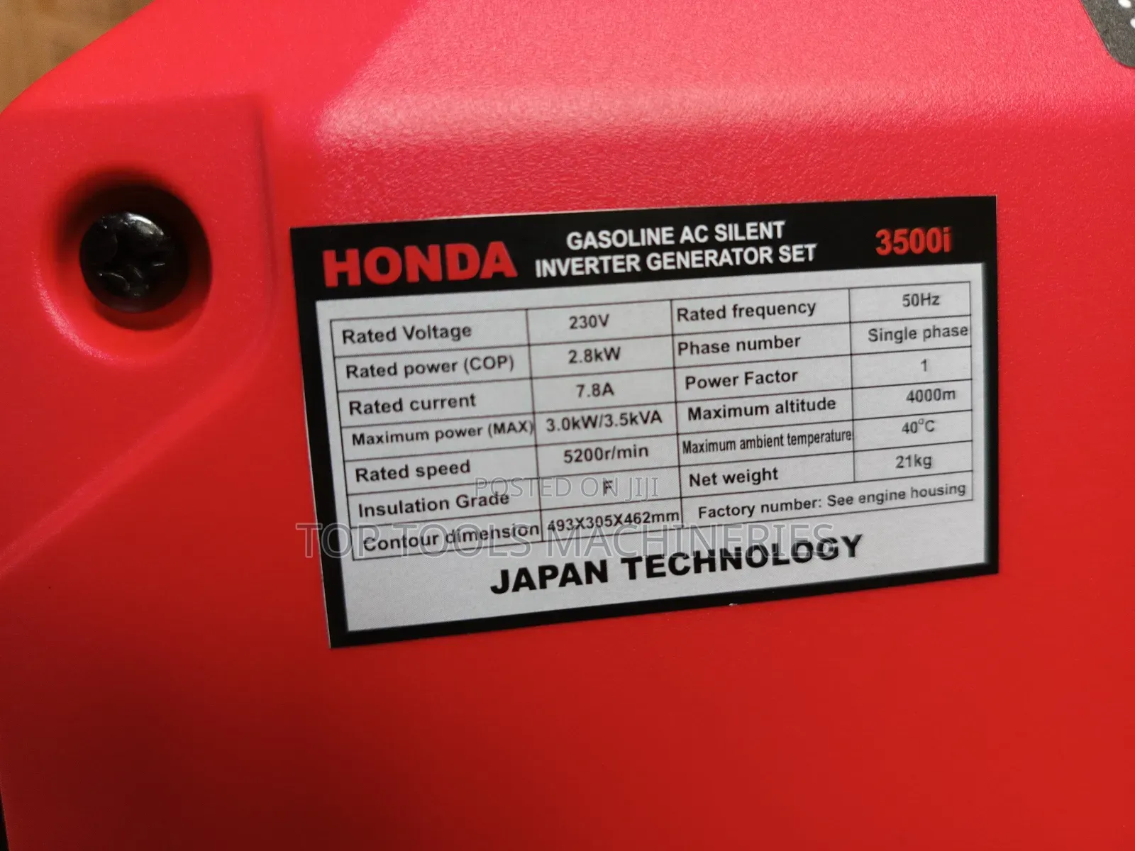 Honda 3.5kva Super Silent Generator